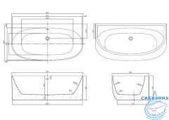 Акриловая ванна Azario Cambridge 170х88