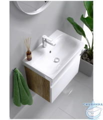 Тумба Aqwella Smart 50 с раковиной Moduo Slim 50 белый/дуб балтийский