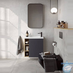 Тумба Aqwella Alba 60 R серый/дуб давос с раковиной Compact Slim 60