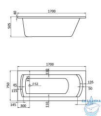 Акриловая ванна Santek Монако XL 170х75 с каркасом
