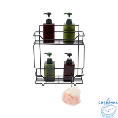 Полка двухъярусная прямая, проволока стальная, чёрный матовый, Grid, Milardo, GRICS2BM44