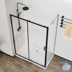 Душевое ограждение Vincea City 120x90 профиль черный, стекло прозрачное VSR-5CT9012CLB