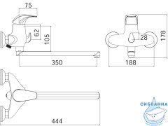 Смеситель для ванны Damixa  Space 109000000 (хром)