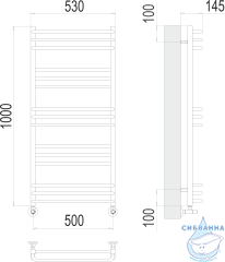 Полотенцесушитель водяной Terminus Соренто П15 50х100 (нижнее подключение)