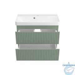 Тумба подвесная Brevita Victory 70 зеленый с раковиной Dreja Luxury 70