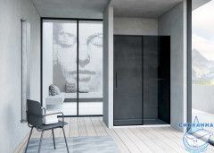 Дверь в нишу Vincea Slim Soft 150 профиль черный, стекло тонированное VDS-1SS120CGB