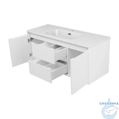 Тумба подвесная Brevita Wine 120 белый матовый с раковиной Brevita Onda 120