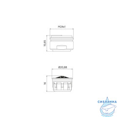 Аэратор для смесителя в комплекте с гайкой, силикон, M24, наружная резьба, IDDIS, 996S24B1SM