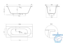 Ванна из искусственного камня Salini Ornella Axis 170x70 (материал S-Sense, белый глянцевый)