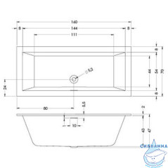 Акриловая ванна Riho Rething Cubic Fall 160х70 BR06C0500000000