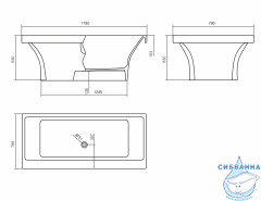  Ванна из искусственного камня Aqua de Marco Crete 178х79