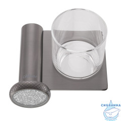 Стакан для зубных щеток с держателем ABBER Glanz AA1H60GM, оружейная сталь