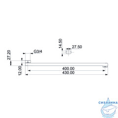 Излив для смесителя, ванна, плоский, нержавеющая сталь, 399 мм, поворотный, хром, IDDIS, 995F40C2SM