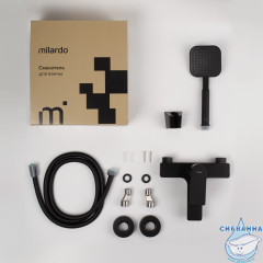 Смеситель для ванны, чёрный матовый, Maze, Milardo, MAZBL00M02