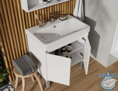 Тумба Акватон Сканди Doors 70 с раковиной Адриана 70 белый глянец/матовый