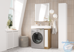 Тумба Акватон Лондри 20 дуб кантри/белый с раковиной Рейн 80