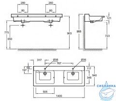 Раковина 140 см Jacob Delafon Soprano EXJ112-00