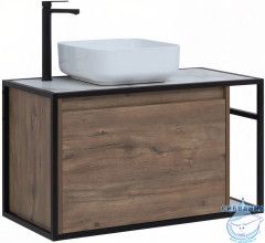 Тумба Aquanet Nova Lite Loft 90L 261660 с раковиной City-1 39 дуб рустикальный