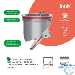 Трап душевой, вертикальный выпуск, сухой затвор, 10х10см, матовый черный, IDDIS, 980CV10BL3DDZ