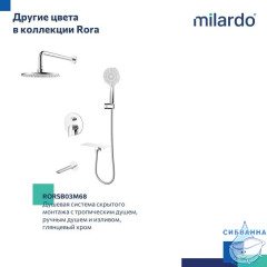 Душевая система скрытого монтажа с тропическим душем, ручным душем и изливом, черный матовый, Rora, Milardo, RORBL03M68