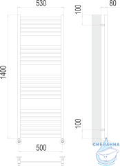 Полотенцесушитель водяной Terminus Тоскана П23 50х140 (нижнее подключение)