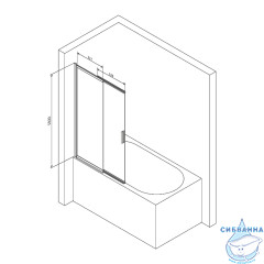 Шторка для ванны Am.Pm Like W80S-100PS-150MT 50-100х150