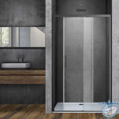 Дверь в нишу Vincea Soft 130 профиль вороненая сталь, стекло прозрачное VDS-3SO130CLGM