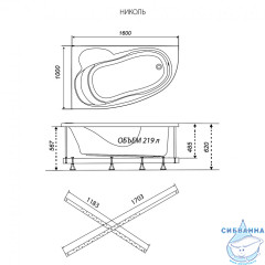 Акриловая ванна Тритон Николь 160х100 правая с каркасом