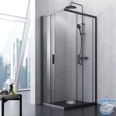 Душевое ограждение AM.PM Gem 100x80 W93G-404-100280-BT профиль черный, стекло прозрачное (без поддона)