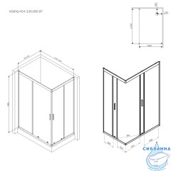 Душевое ограждение Am.Pm Gem W90G-404-120280-BT 120x80 профиль черный, стекло прозрачное (без поддона)