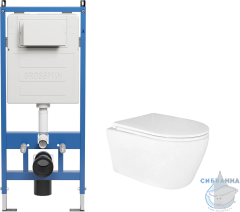 Инсталляция Grossman 900.K31.01.000  в комплекте с унитазом Azario Uno AZ-2380 сиденьем Soft close (микролифт) без клавиши смыва