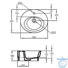 Раковина на столешницу 50 см Jacob Delafon Ove E1708-00
