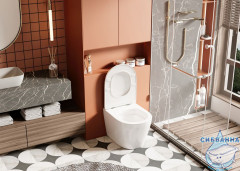 Унитаз приставной безободковый Abber Bequem AC1113 с сиденьем Soft Close (микролифт) (белый)