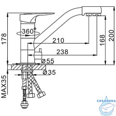 Смеситель кухни Frap F4304 (хром)