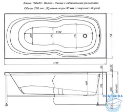 Ванна акриловая Aquanet Riviera 180x80 230997
