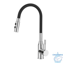 Смеситель для кухни с гибким изливом и душевой насадкой, глянцевый хром, Meal, Milardo, M01SB2FM05