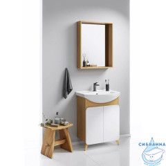 Тумба Aqwella Basic 65 дуб золотой с раковиной Элеганс 65