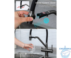 Смеситель для кухни Gappo G4398-89 (оружейная сталь)