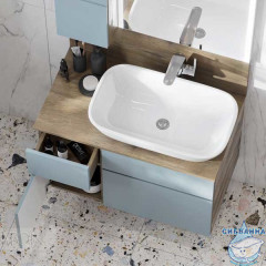 Тумба Акватон Мишель 80 дуб рустикальный/фьорд, без раковины и столешницы 1A256801MIX30