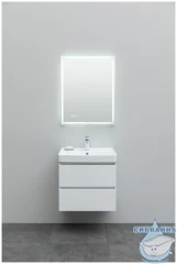 Тумба Aquanet Вега 60 с раковиной Aquanet Ирис 60 белый глянцевый