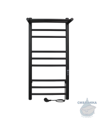 Полотенцесушитель электрический Indigo Line Trinity П8 с полкой (с таймером) 30х70 черный муар (с возможностью скрытого подключения, подключение R/L)
