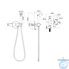 Встраиваемый смеситель с гигиеническим душем, Axes, IDDIS, AXESBR0i08