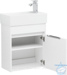 Тумба Aquanet Лидс 50 белый глянец с раковиной Aquanet 7045-KL 50