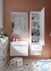 Пенал 1Marka Соната 35 подвесной (2 ящика и 1 дверь) белый глянец