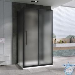 Душевое ограждение ABBER Schwarzer Diamant 170x100 AG30170BMH-S100BM-S100BM профиль черный, стекло матовое (без поддона)