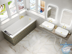 Акриловая ванна Whitecross Wave 170x75 с каркасом