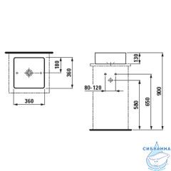 Раковина на столешницу 36 см Laufen Living Square 8.1143.3.000.112.1