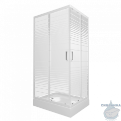 Душевое ограждение Тритон Фьюжн 120x80 профиль белый, стекло полосы Щ0000064851 (с поддоном)