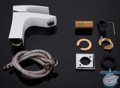 Смеситель для раковины Gappo G1007-7 (без донного клапана) (хром/белый)