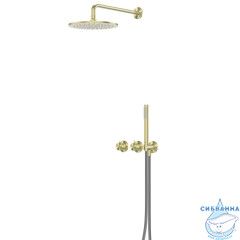 Душевая система ABBER Emotion 316 AF8851BG скрытого монтажа без излива, термостат, брашированное золото